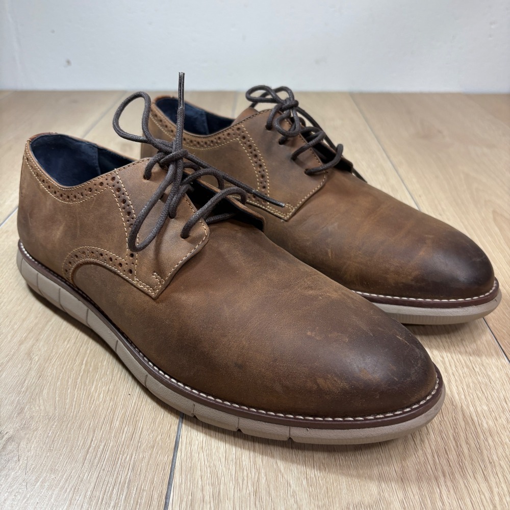 Johnston & Murphy Mens McGuffey Brown Leather Derby Shoes 59-3056 Size 9.5 M